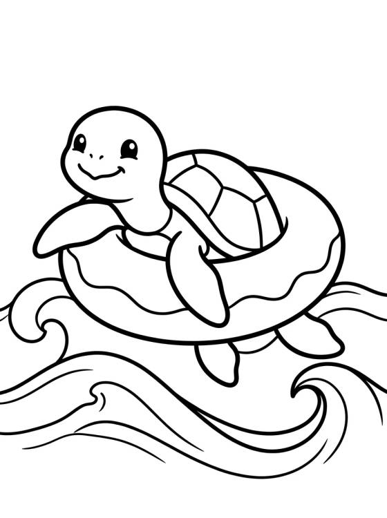 Little Turtle with Inner Tube para colorir Desenho de Little Turtle with Inner Tube para colorir e imprimir grátis
