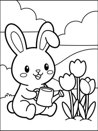 Bunny in the Spring Garden para colorir Desenho de Bunny in the Spring Garden para colorir e imprimir grátis