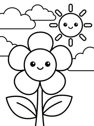 Cute Smiling Flower para colorir Desenho de Cute Smiling Flower para colorir e imprimir grátis