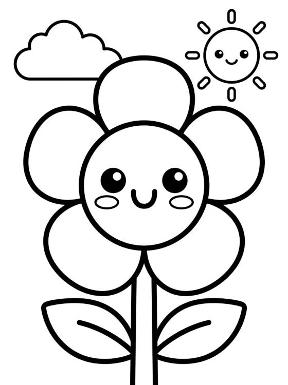 Cute Smiling Flower para colorir Desenho de Cute Smiling Flower para colorir e imprimir grátis