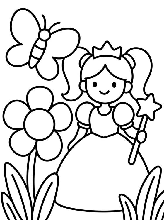 Princess in the Flower Garden para colorir Desenho de Princess in the Flower Garden para colorir e imprimir grátis
