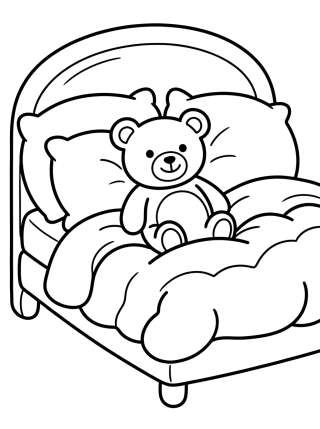 Coleção de desenhos para colorir: Cozy Kawaii Bedroom Coloring Pages