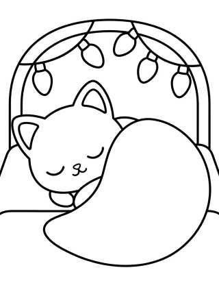 Cozy Kitty Tucked in Bed para colorir Desenho de Cozy Kitty Tucked in Bed para colorir e imprimir grátis