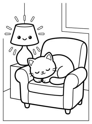 Kitty Sleeping on a Beanbag para colorir Desenho de Kitty Sleeping on a Beanbag para colorir e imprimir grátis