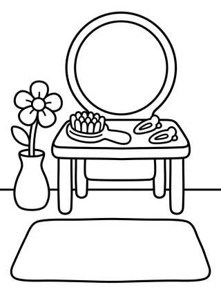 Cozy Vanity Table with Mirror para colorir Desenho de Cozy Vanity Table with Mirror para colorir e imprimir grátis