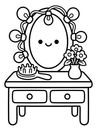 Enchanted Vanity with Mirror ✨ para colorir Desenho de Enchanted Vanity with Mirror ✨ para colorir e imprimir grátis