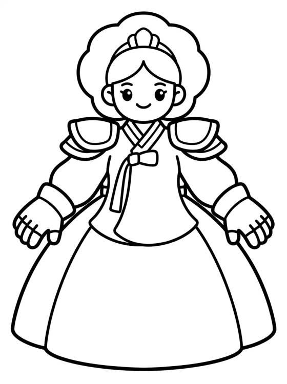K-Pop Warrior Hanbok Outfit para colorir Desenho de K-Pop Warrior Hanbok Outfit para colorir e imprimir grátis