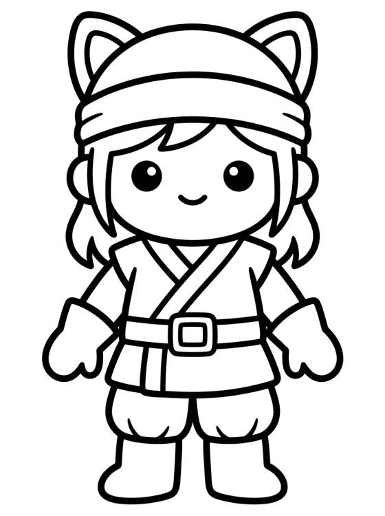 K-Pop Ninja Outfit with Cat-Ear Headband para colorir Desenho de K-Pop Ninja Outfit with Cat-Ear Headband para colorir e imprimir grátis