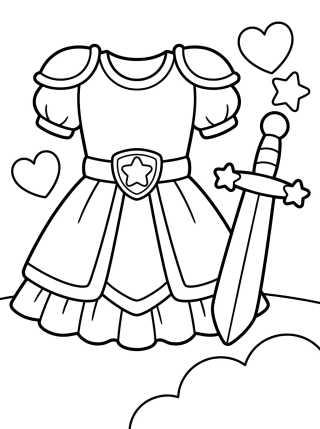 Warrior Dress with Star Sword para colorir Desenho de Warrior Dress with Star Sword para colorir e imprimir grátis
