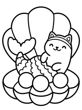 MerCat Inside a Giant Seashell para colorir Desenho de MerCat Inside a Giant Seashell para colorir e imprimir grátis