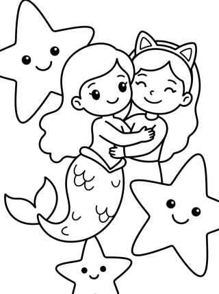 MerCat and Gabby Besties para colorir Desenho de MerCat and Gabby Besties para colorir e imprimir grátis