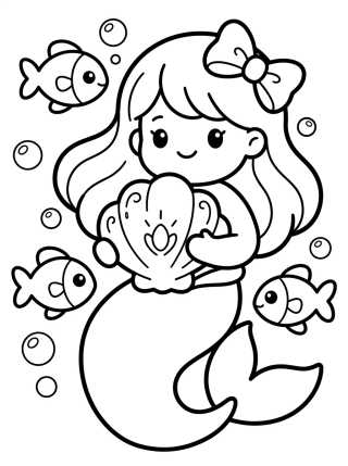 MerCat Holding a Magic Shell para colorir Desenho de MerCat Holding a Magic Shell para colorir e imprimir grátis