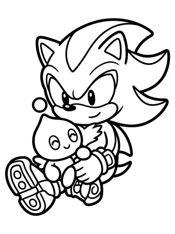 Shadow with a Cute Chao para colorir Desenho de Shadow with a Cute Chao para colorir e imprimir grátis