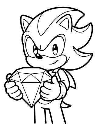 Shadow holding a Chaos Emerald para colorir Desenho de Shadow holding a Chaos Emerald para colorir e imprimir grátis