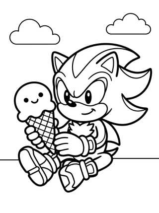 Shadow Eating a Cute Ice Cream para colorir Desenho de Shadow Eating a Cute Ice Cream para colorir e imprimir grátis