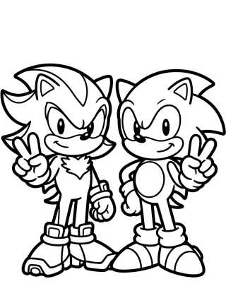 Cute Friends Shadow and Sonic para colorir Desenho de Cute Friends Shadow and Sonic para colorir e imprimir grátis