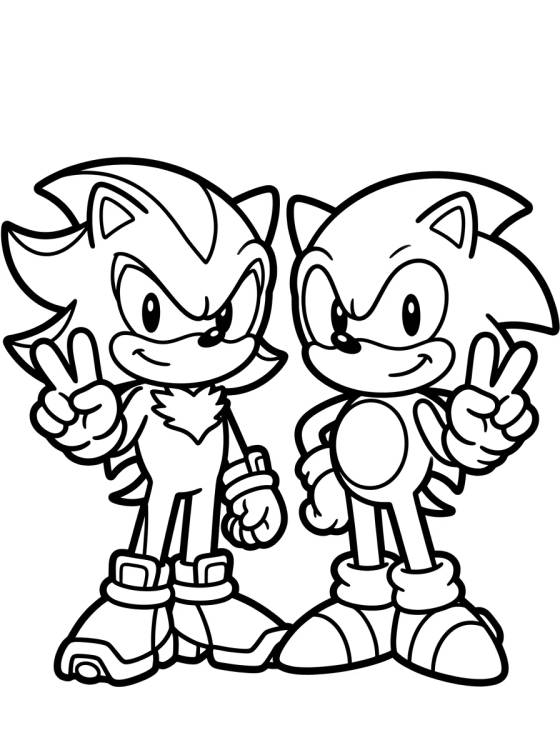 Cute Friends Shadow and Sonic para colorir Desenho de Cute Friends Shadow and Sonic para colorir e imprimir grátis