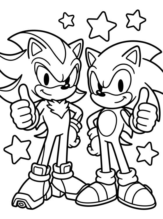 Shadow and Sonic Best Friends para colorir Desenho de Shadow and Sonic Best Friends para colorir e imprimir grátis