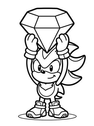 Shadow Holding a Chaos Emerald para colorir Desenho de Shadow Holding a Chaos Emerald para colorir e imprimir grátis