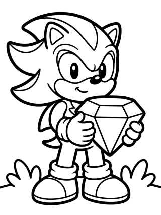 Shadow Holding a Chaos Emerald para colorir Desenho de Shadow Holding a Chaos Emerald para colorir e imprimir grátis