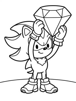 Shadow Holding a Chaos Emerald para colorir Desenho de Shadow Holding a Chaos Emerald para colorir e imprimir grátis