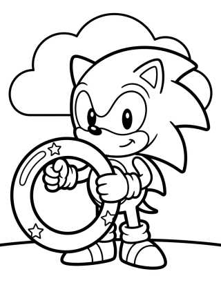 Sonic with Golden Ring para colorir Desenho de Sonic with Golden Ring para colorir e imprimir grátis