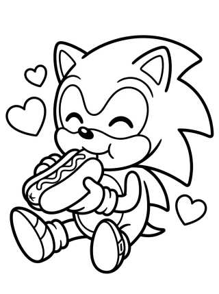 Sonic Eating a Chili Dog para colorir Desenho de Sonic Eating a Chili Dog para colorir e imprimir grátis