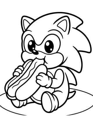 Sonic Eating a Chili Dog para colorir Desenho de Sonic Eating a Chili Dog para colorir e imprimir grátis