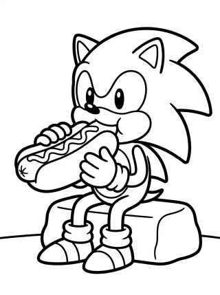 Sonic Eating a Chili Dog para colorir Desenho de Sonic Eating a Chili Dog para colorir e imprimir grátis