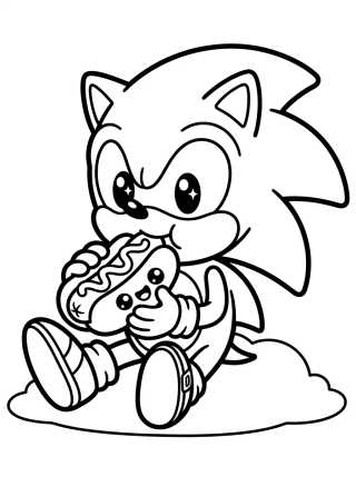 Sonic Eating a Chili Dog para colorir Desenho de Sonic Eating a Chili Dog para colorir e imprimir grátis