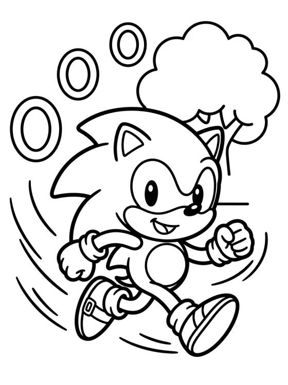 Cute Sonic Running para colorir Desenho de Cute Sonic Running para colorir e imprimir grátis