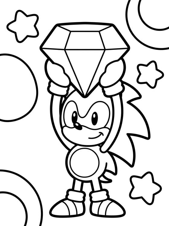 Sonic and the Chaos Emerald para colorir Desenho de Sonic and the Chaos Emerald para colorir e imprimir grátis