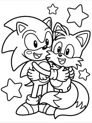Sonic and Tails Best Friends para colorir Desenho de Sonic and Tails Best Friends para colorir e imprimir grátis