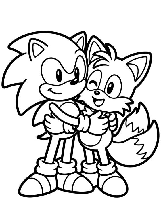 Sonic and Tails Best Friends para colorir Desenho de Sonic and Tails Best Friends para colorir e imprimir grátis