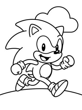 Cute Running Sonic para colorir Desenho de Cute Running Sonic para colorir e imprimir grátis