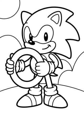 Sonic Holding the Golden Ring para colorir Desenho de Sonic Holding the Golden Ring para colorir e imprimir grátis