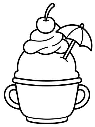 Fun Ice Cream Sundae Glass para colorir Desenho de Fun Ice Cream Sundae Glass para colorir e imprimir grátis