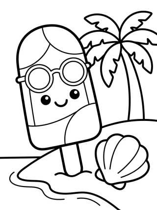 Fruit Popsicle at the Beach para colorir Desenho de Fruit Popsicle at the Beach para colorir e imprimir grátis