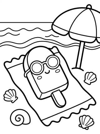 Cute Popsicle at the Beach with Sunglasses para colorir Desenho de Cute Popsicle at the Beach with Sunglasses para colorir e imprimir grátis