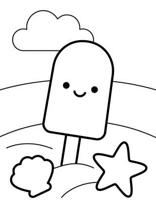 Cute Popsicle at the Beach para colorir Desenho de Cute Popsicle at the Beach para colorir e imprimir grátis