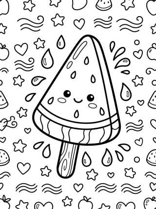 Cute Watermelon Popsicle Coloring Page para colorir Desenho de Cute Watermelon Popsicle Coloring Page para colorir e imprimir grátis