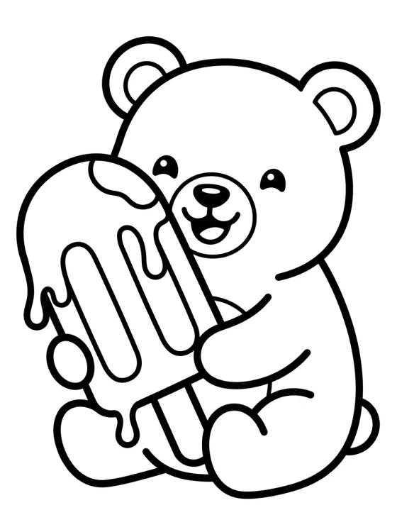 Little Bear Eating Ice Cream para colorir Desenho de Little Bear Eating Ice Cream para colorir e imprimir grátis