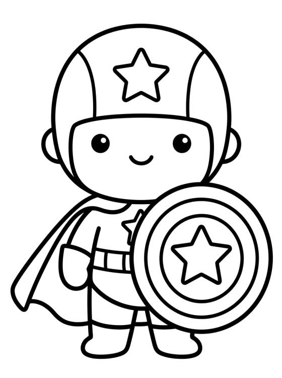 Cute Captain with Shield para colorir Desenho de Cute Captain with Shield para colorir e imprimir grátis