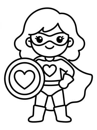 Powerful Little Superhero Girl para colorir Desenho de Powerful Little Superhero Girl para colorir e imprimir grátis