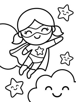 Superhero Girl Flying para colorir Desenho de Superhero Girl Flying para colorir e imprimir grátis