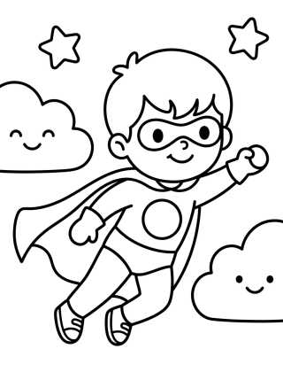 Flying Superhero Boy para colorir Desenho de Flying Superhero Boy para colorir e imprimir grátis