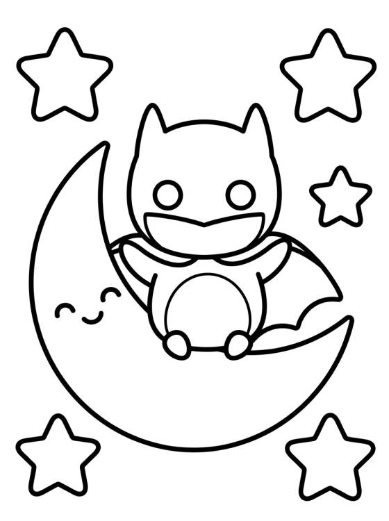Cute Night Super-Bat para colorir Desenho de Cute Night Super-Bat para colorir e imprimir grátis