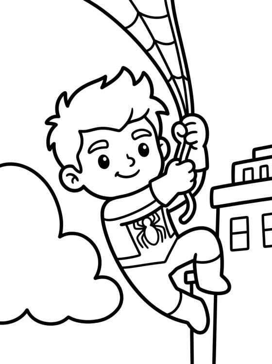 Cute Web-Slinging Super Hero para colorir Desenho de Cute Web-Slinging Super Hero para colorir e imprimir grátis