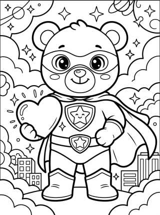 Super Hero Bear with Heart Emblem para colorir Desenho de Super Hero Bear with Heart Emblem para colorir e imprimir grátis