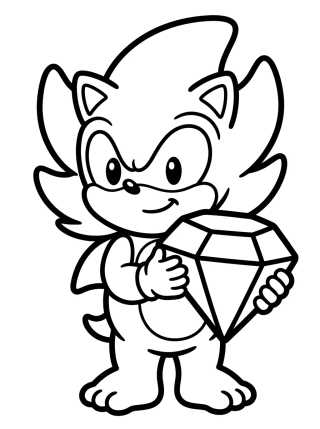 Super Sonic with the Chaos Emerald para colorir Desenho de Super Sonic with the Chaos Emerald para colorir e imprimir grátis